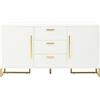 Azkoeesy Credenza Buffet con Motivo Spina di Pesce, Manici e Gambe in Metallo Dorato, 3 Cassetti e 2 Ante, 145x40x75 cm, Bianco, per Sala da Pranzo, Cucina e Soggiorno