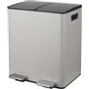 spirella cestino per rifiuti sistema di separazione dei rifiuti con coperchio 40 L (2x20 litri) con cestino interno grande cestino per rifiuti cestino a pedale acciaio inox taupe