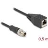 Delock - Cavo di rete - da 8 pin M12 (M) a RJ-45 (W) - 50 cm - 6 mm - S/FTP - CAT 5e - Codice X - Nero (60623)