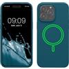 kwmobile Custodia Magnetica Compatibile con Apple iPhone 15 Pro Max - Compatibile con MagSafe - Cover Silicone TPU Magnete - petrolio matt