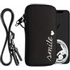 kwmobile Custodia in Neoprene con Zip per Smartphone - Portacellulare a Tracolla - Porta Cellulare da Collo Universale - Cover Borsa Telefono Smile