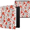 kwmobile Custodia eReader Compatibile con Amazon Kindle Oasis 10. Generation Cover - eBook Reader Flip Case - rosso/verde/beige - Papaveri