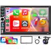Hodozzy 【8 Core 4+64G】2025 Hodozzy Stereo Auto Android 2 Din con Carplay Wireless con 2 USB USB-C, Schermo QLED da 7 Pollici, Autoradio Bluetooth con Android Auto/DSP/WiFi/RDS/FM + Telecamera Posteriore