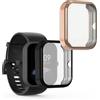 kwmobile Set 2x Custodia Smartwatch Compatibile con Huami Amazfit Bip 3 / Bip 3 Pro Cover - Case Silicone Protezione Orologio Fitness nero/oro rosa