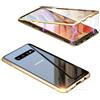 Hkess Custodia Compatibile con Samsung Galaxy S10 Plus Magnetica Cover 360 Gradi Protezione[Adsorbimento Magnetico]Bumper in Metallo Ultra Sottile Cassa Schermo Intero Trasparente Vetro Temperato Cover