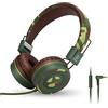 Yomuse Camo sull' orecchio pieghevole cuffie con microfono, archetto regolabile per bambini e adulti, iPhone, iPad, iPod, computer, tablet, smartphone DVD Verde