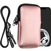 kwmobile Custodia in Neoprene con Zip per Smartphone - Portacellulare a Tracolla - Porta Cellulare da Collo Universale - Borsa Cover Telefono oro rosa metallizzato