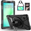 Gerutek Cover per Samsung Galaxy Tab A11 8,7 Pollici 2025, SM-X130/X133/X135 Custodia Robusta con Supporto Cavalletto 360°/Cinghia a Mano/Spalla/Portapenne per Galaxy Tab A11, Nero