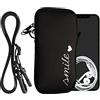 kwmobile Custodia in Neoprene con Zip per Smartphone - Portacellulare a Tracolla - Porta Cellulare da Collo Universale - Cover Borsa Telefono Smile