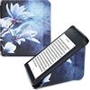 kwmobile Custodia protettiva in ecopelle per e-reader Kobo Libra 2 - Custodia a libro per e-reader in bianco/grigio/blu - Magnolia