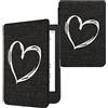 kwmobile Custodia Compatibile con Kobo Clara 2E - Cover a Libro per eReader - Protezione in Feltro - Flip Case Cuore