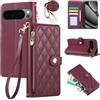 Rosbtib Custodia per Google Pixel 10 Pro XL Cover Premium Pelle PU Wallet Flip Case con Tracolla Lunga Slot per Schede Funzione di Supporto Magnetica Cover per Pixel 10 Pro XL - Rosso