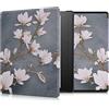 kwmobile Custodia eReader Compatibile con Amazon Kindle Oasis 10. Generation Cover - eBook Reader Flip Case - bianco/nero - Fiori Bianchi e Neri