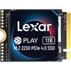 Lexar 2230 PCIe 4.0 1TB SSD Interno, SSD M.2 PCIe Gen4x4, fino a 5200MB/s in lettura, 4700MB/s in scrittura, unità a stato solido interna compatibile Steam Deck, ASUS ROG Ally