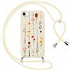 Yoedge Cover con Cordino per iPhone 16e/SE 4/SE 2025 6,1,Aesthetic Disegni Fiori Custodia con Corda Tracolla Laccio Collana, Ultra Sottile Silicone TPU Antiurto Protettiva Case per iPhone 16e, Beige2