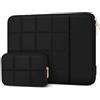 MOSISO 13.3 pollici Custodia Laptop,13-13.3 pollici Borsa PC Gonfio Compatible con MacBook Air 13 13.6/Pro 13/Pro 14,HP Dell ASUS Lenovo,Borse Quilted Dodici Square Tasca Verticale&Pouch, Nero