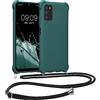 kwmobile Custodia Compatibile con Samsung Galaxy A03s Cover - Back Case in Silicone TPU - Protezione Smartphone con Cordino - petrolio