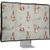 kwmobile Custodia Monitor Compatibile con 24-26 Monitor Monitor - Copri Schermo PC - Copertura Antipolvere PC in Lino - Conigli e Fiori