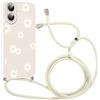 Coalbooliy Custodia con Cordino per iPhone 17 Pro Max 6,9 Cover del Modello Fiore Bianco con Laccio Collana Morbido TPU Bumper Silicone Antiurto Protettivo Case Regolabile Cellulare Girocollo, 05