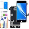 HLYGZX Display di ricambio per iPhone 8 Plus LCD schermo sostitutivo FHD touchscreen digitalizzatore telaio assemblaggio con auricolare, fotocamera frontale, sensore di prossimità, adesivo