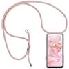 SIMao Collana per Samsung Galaxy A40 - Custodia in silicone trasparente con cordino per collana e cordino per cellulare, colore: Rosa
