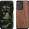 kwmobile Custodia Compatibile con Xiaomi Poco X5 Pro 5G Cover - Protezione in Legno per Smartphone - Back Case con Bumper in Silicone TPU - marrone scuro legna