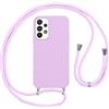 Vauki Custodia per Samsung Galaxy A53 5G Cover con Cordino,Viola Silicone Antiurto TPU Morbido Case Corda Collana Necklace Regolabile Stylish con Catena Ultra Sottile Cover per A53 5G,Viola