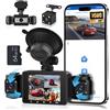 Hodozzy 4 Canali Dashcam Auto, Anteriore Posteriore Interno Sinistra Destra Dash Cam Telecamere Auto con Registrazione Loop, 1080P Visione Notturna Sensore G Parcheggio Rilevamento Movimenti +Scheda