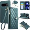 Rosbtib Custodia per Google Pixel 9a Cover Premium Pelle PU Wallet Flip Case con Tracolla Lunga Slot per Schede Funzione di Supporto Magnetica Cover per Pixel 9a - Verde