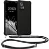 kwmobile Custodia Compatibile con Motorola Edge 30 Neo Cover - Back Case in Silicone TPU - Protezione Smartphone con Cordino - nero