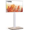 FITUEYES Supporto TV da Pavimento per 32-70 Pollici, 60° Girevole & 6 Altezza Porta TV da Terra con Legno Base, Supporto TV da Terra Max VESA 600x400mm 40kg (Bianco)