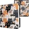 kwmobile Custodia eReader Compatibile con Amazon Kindle Scribe (2024) Cover - eBook Reader Flip Case - arancione/nero/bianco - Gatti
