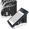 kwmobile Custodia protettiva in ecopelle per e-reader Kobo Libra 2 - Custodia a libro per e-reader in bianco/nero - Altalena Sull'Albero