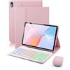 MicroTunk Per iPad A16 11 Generation(2025)/iPad 10 Generation(2022)10.9-11 Pollici Cover Custodia Protettivar Con Wireless Bluetooth Italiano (QWERTY) Tastiera Retroilluminati e Mouse Backlit Keyboard Case Rosa