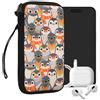 kwmobile Custodia in neoprene con zip per smartphone XL - 6,7/6,8 - Astuccio portacellulare a sacchetto con cerniera - Borsa verticale - Pinguini grigio/giallo/marrone