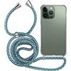 MyGadget Cover per iPhone 14 Pro - Custodia con Corda - Case con Cordino Trasparente Antiurto con Laccio | Tracolla - Practical Stylish - Blu