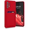 kwmobile Custodia Compatibile con Samsung Galaxy A52 / A52 5G / A52s 5G Cover - Back Case Cellulare con Slot Porta Carte - Morbida in Silicone TPU rosso
