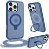 Pnakqil Magnetica Cover per iPhone 16 Pro Max 6,9 con Cordino [Supporto Anello] Custodia con Laccio Tracolla Regolabile Collana, Ultra Sottile Morbido Silicone Antiurto Protettiva Case, Blu