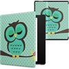 kwmobile Custodia eReader Compatibile con Amazon Kindle Oasis 10. Generation Cover - eBook Reader Flip Case - turchese/marrone/menta - Civetta dormiente
