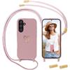 Anfire Cover per Samsung Galaxy A54 5G con Cordino, MoEvn Custodia con Regolabile Laccio Collana Morbida TPU Silicone Cover con Motivo Cuore Antiurto AntiGraffio Protettiva Case per Samsung A54 5G, Rosa