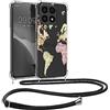 kwmobile Custodia Compatibile con HONOR X8a Cover - Back Case in Silicone TPU - Protezione Smartphone con Cordino - nero/multicolore/trasparente
