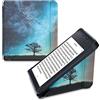 kwmobile Custodia protettiva in ecopelle per e-reader Kobo Libra 2 - Custodia a libro per e-reader in blu/grigio/nero - Natura e spazio