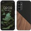 kwmobile Cover Compatibile con Samsung Galaxy A25 - Custodia in Fibra di Carbonio e Legno - Bumper Anti Urto - Back Protection Marrone Scuro/Nero