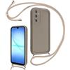 Coalbooliy Cover per Samsung Galaxy A17 con Cordino per Cellulare, Custodia Silicone con Regolabile Collana Sottile Morbida Case Protezione della fotocamera Antiurto con Necklace, Cachi