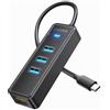 iDsonix Adattatore da USB C a Ethernet, hub USB C 4 in 1 con porta Ethernet RJ45 10/100/1000 Mbps e 3 porte USB 3.0, splitter USB, adattatore di rete multiporta, hub per MacBook/Tablet/Windows/PC