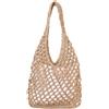 MOISTRI Borsa Tote uncinetto con rete in oro metallizzato, maglia intrecciata, fodera interna, borsa a spalla per spiaggia, borse tote da viaggio per donna, Oro