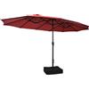 KOMFOTTEU Ombrellone da Giardino Doppio 264x451cm, Ombrellone Rettangolare Anti UV con Manovella e Base, Parasole da Esterno Pieghevole per Balcone, Patio, Piscina, Terrazza, Bar, Cortile (Bordeaux)