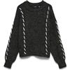 VERO MODA Pullover da Donna Vmilina LS O-Neck Punto Mano, Misto Grigio Scuro, M, Misto Grigio Scuro., M