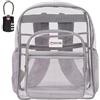 SHYLERO Zaino trasparente resistente con chiusura TSA, cerniera a 2 vie. Lo zaino trasparente in PVC è extra large - A 45,7 x 35,6 x 20,3 cm (altezza x larghezza x profondità) - grigio chiaro,