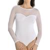 Teyli Body donna con maniche lunghe e scollo in rete - intimo elegante e elastico che si adatta perfettamente alla silhouette. Nero S